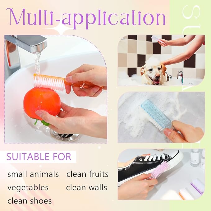 Patelai 30 Pcs Nail Scrubber Brushes Bulk Handle Grip Manicure Brushes - Image 6