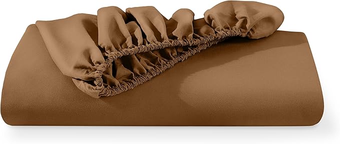 Fitted Bottom Sheet Twin Size - Premium 1800 Microfiber - Ultra-Soft Hotel Luxury - Deep Pocket - Durable and Long Lasting - Fitted Sheet (Twin, Caramel)