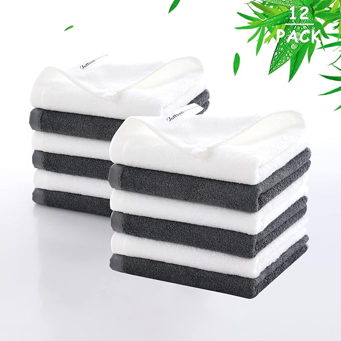 Wash Cloths 12 Pack, Reusable Makeup Eraser Towel, 13x13 inch Large Washcloths by Jeffsun