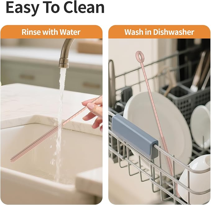 2Pcs Silicone Straw Cleaner Brush, Dual-Size Brushes, Clean - Image 5
