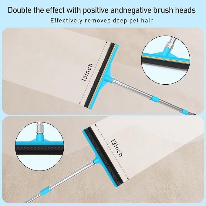 Upgraded Carpet Rake for Pet Hair Removal, 3 in 1 Rubber Broom and Carpet Brush - Image 4