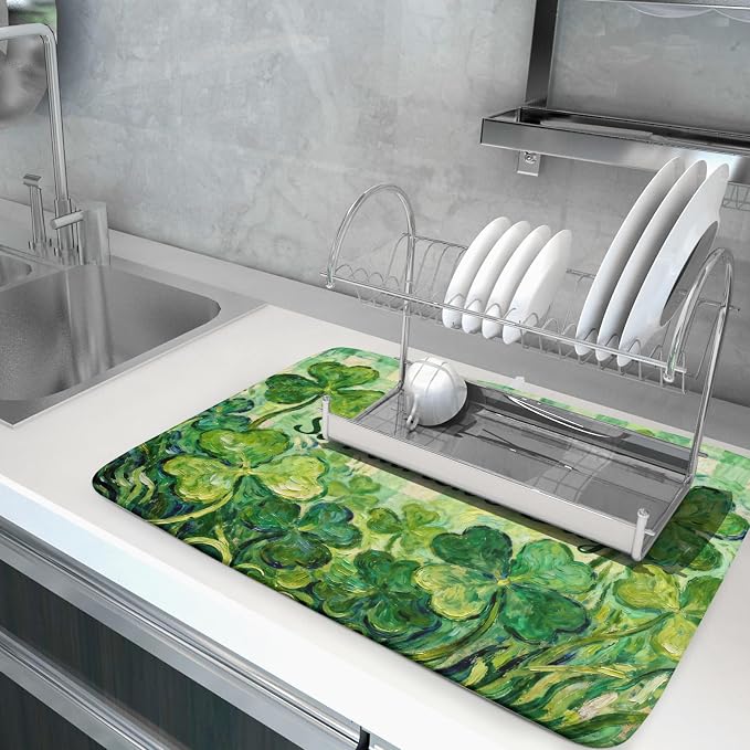 St Patrick's Day Shamrock Dish Drying Mat - Image 5