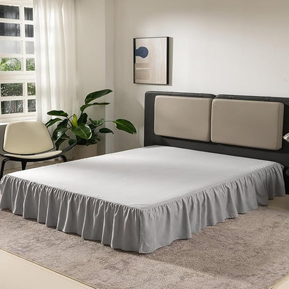 Bed Skirt Queen Size Ruffled Bed Skirt with Split Corners, Queen Bed Skirt 18 Inch Drop, TSUTOMI Queen Size Bed Skirt Light Grey for Ruffled Bed Skirt with Split Corners, Bed Skirt Queen Size