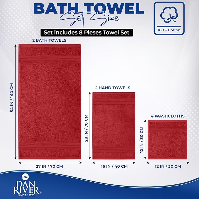 DAN RIVER 8 PC Luxury Bath Towels - Image 2