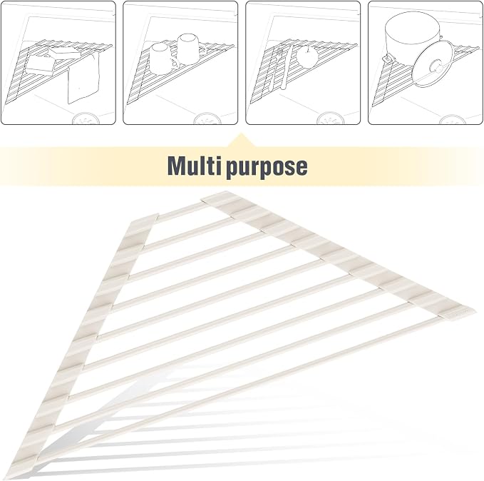 Tomorotec Compact Silicone-Coated Triangle Dish Drying Rack - Image 7