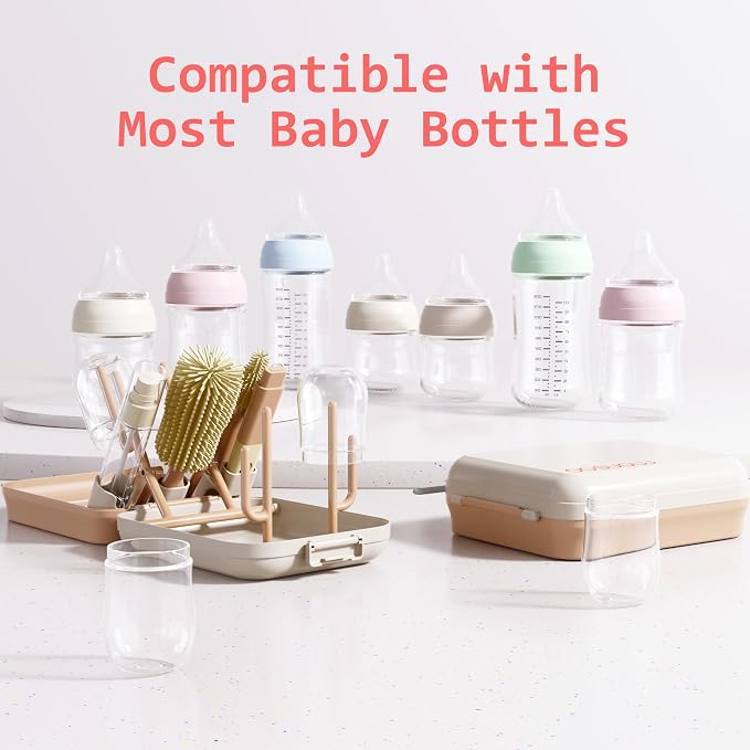 Baby Bottle Brush Set with Drying Rack, Portable Silicone Bottle Cleaner Kit - Image 4