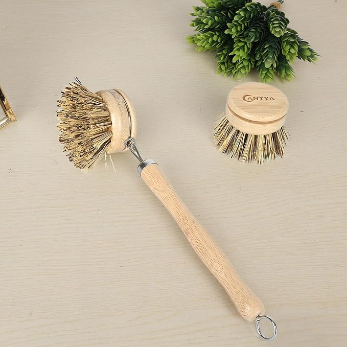Bamboo Dish Scrubber with Handle - Image 4