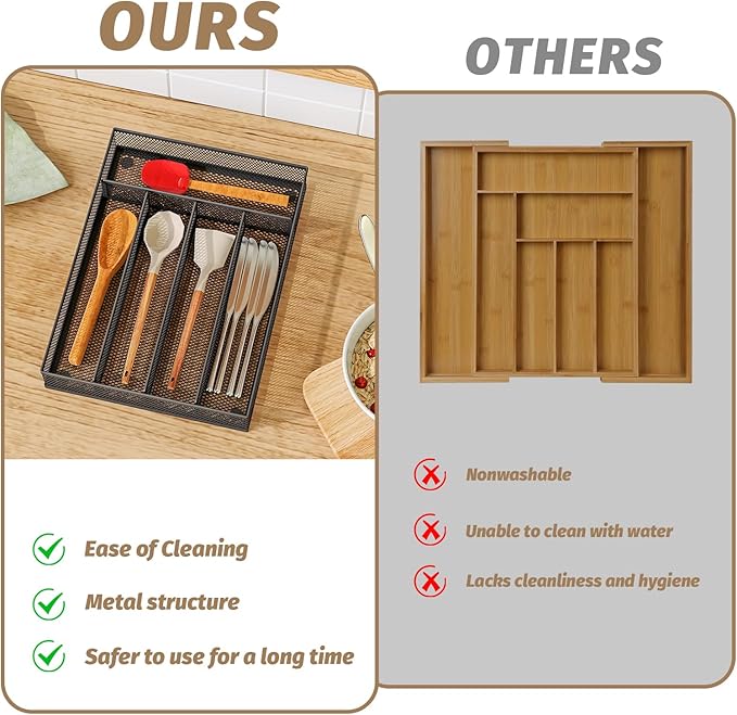 Silverware Organizer Metal Mesh, Small Drawer Organizer, Utensil Cutlery Tray - Image 6