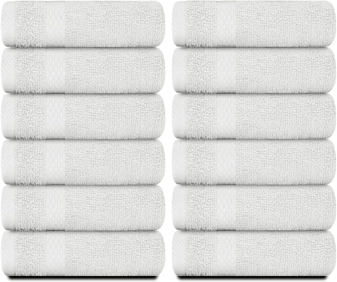 White Classic Luxury Cotton Washcloths 13x13 Inch - Image 2