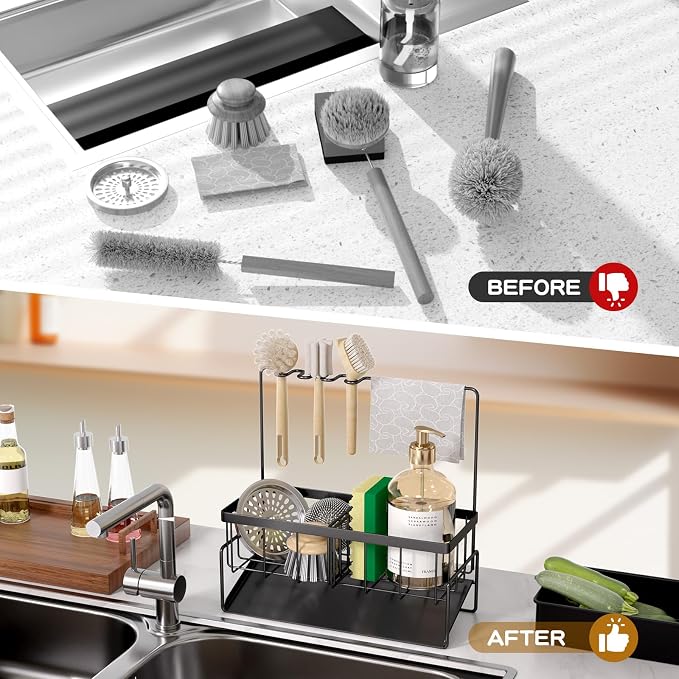 NET MEYA Sponge Holder for Kitchen Sink, Stainless Steel Sink Caddy - Image 6