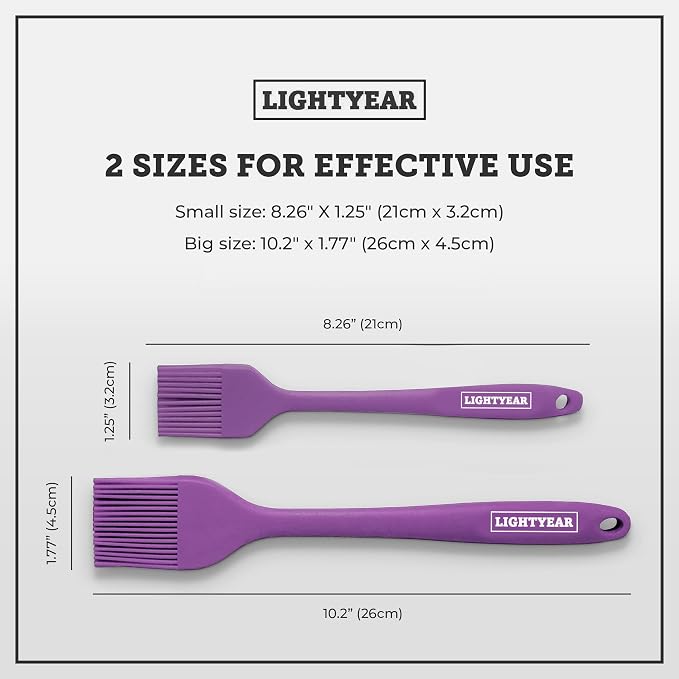 Lightyear Silicone Basting Pastry Brush Set 450°F Heat Resistant Oil Brush - Image 3