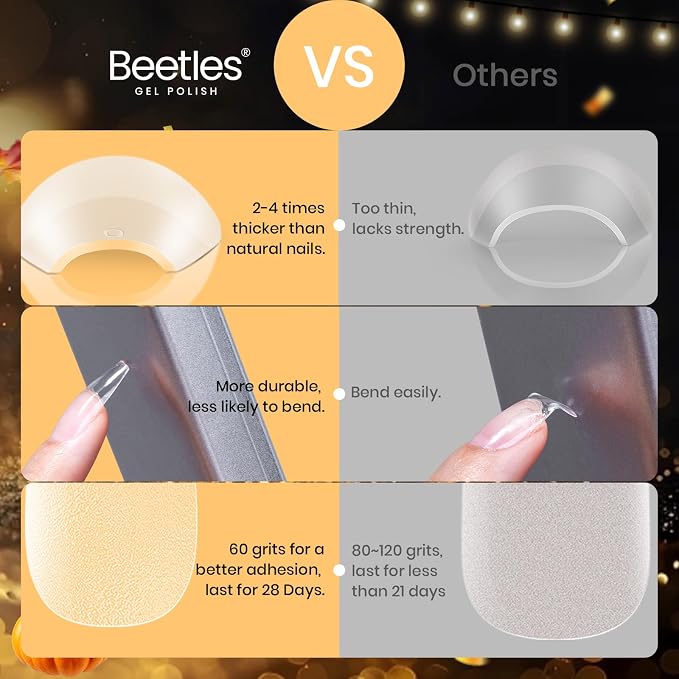 Beetles Gel Nail Tips Medium Coffin Etch X, 12 Sizes 288Pcs Pre Shaped Half - Image 6
