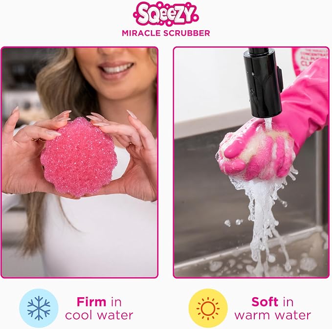 Stardrops – The Pink Stuff – SQeeZY Miracle Scrubber Sponge, Scratch Free - Image 3