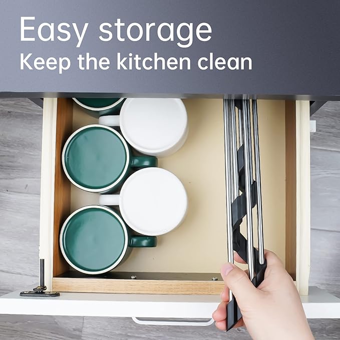Tomorotec Foldable Stainless Steel Triangle Roll-Up Dish Drying Rack - Image 6