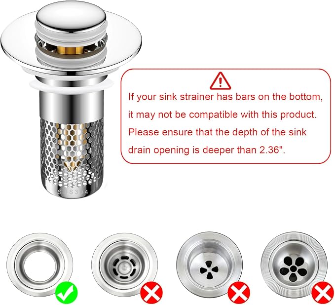 2PCS Bathroom Sink Stopper Hair Catcher Strainer, Pop Up Sink Drain Filter - Image 4