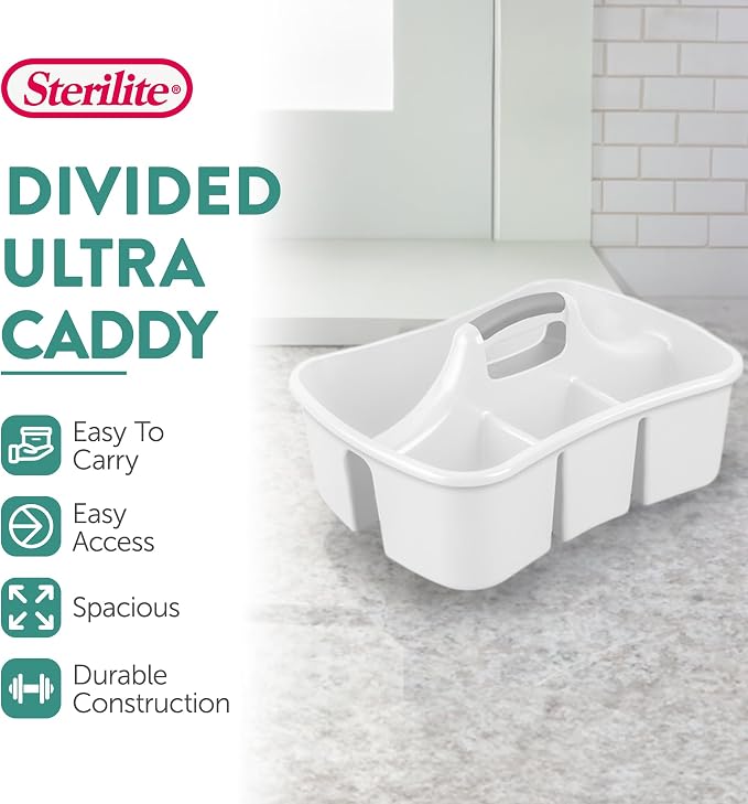 Sterilite 6 Pack Divided Ultra Caddy, Plastic Portable Storage to Hold Bathroom - Image 2