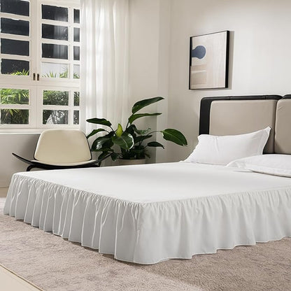 TSUTOMI Bed Skirt Queen Size Ruffled Bed Skirt with Split Corners, Queen Bed Skirt 14 Inch Drop, Queen Size Bed Skirt Ivory for Ruffled Bed Skirt with Split Corners, Bed Skirt Queen Size