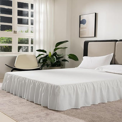 TSUTOMI Bed Skirt King Size Ruffled Bed Skirt with Split Corners, 16 Inch Drop Dust Ruffle Bed Skirts with Platform, Gathered Style, 100% Microfiber, Ivory