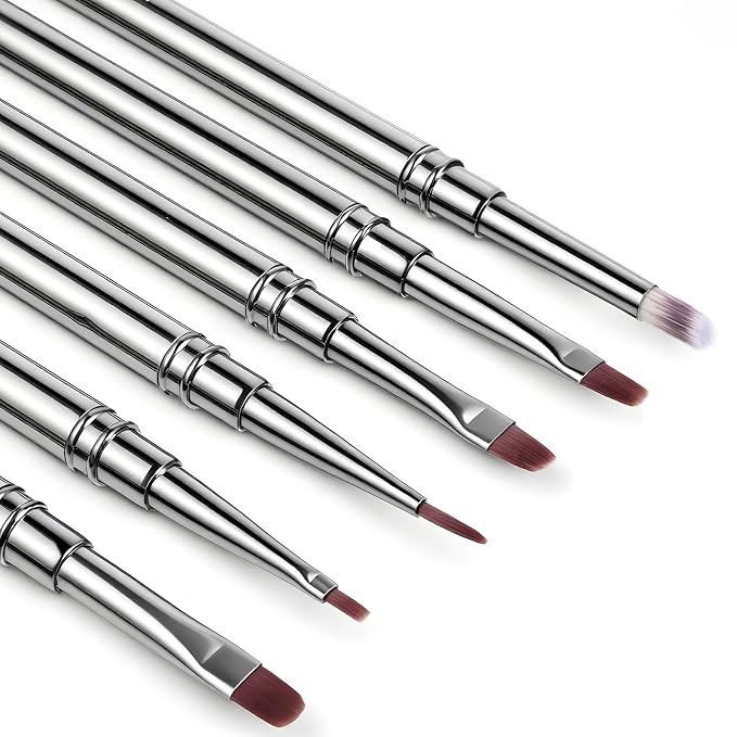 6Pcs Acrylic Nail Brushes, Nails Art Clean Up Brushes Metal Nail Polish Remover by Unknown