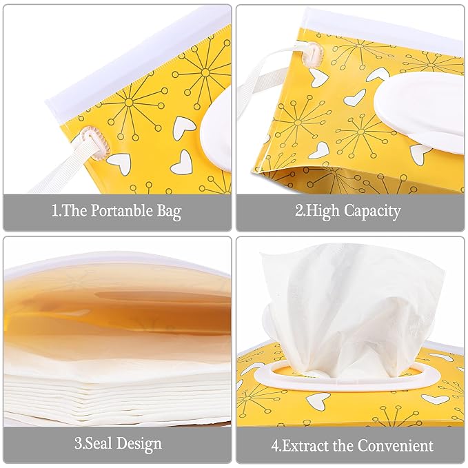 FEBSNOW 4 Pack Baby Wipe Dispenser, Portable Refillable Wipe Holder, Baby Wipes - Image 3