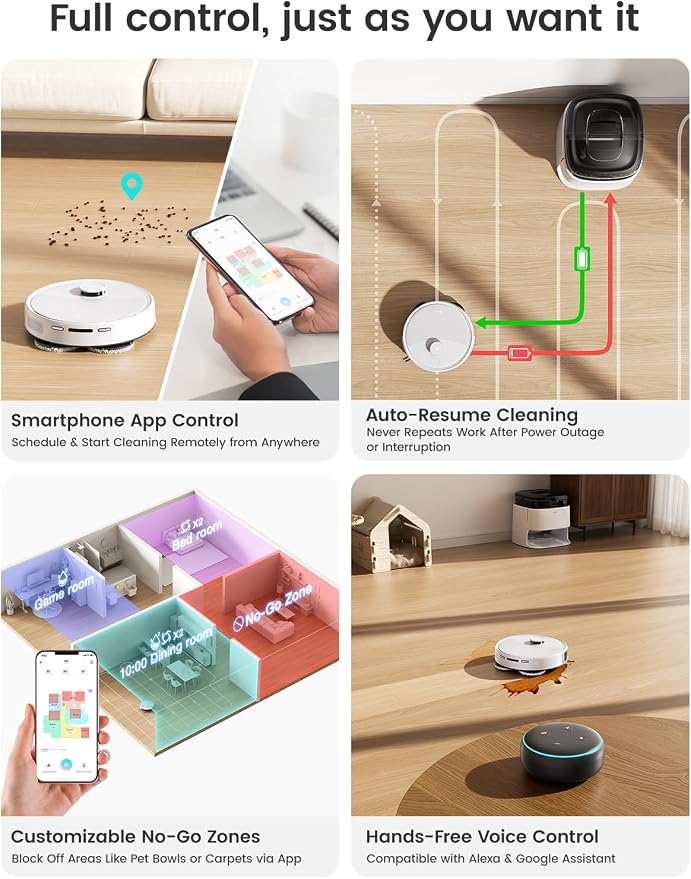 Lefant Robot Vacuum and Mop, 12000Pa Suction, Self Emptying, Auto Mop Washing - Image 9