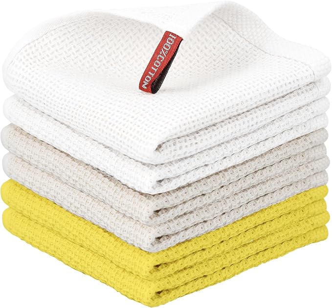 Nialnant 6 Pack Dish Rags, 100% Cotton Kitchen Dish Cloths by Nialnant