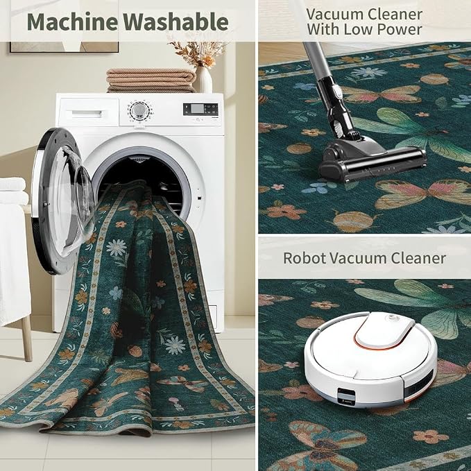 2x6 Floral Runner Rug, Washable Runners - Image 5