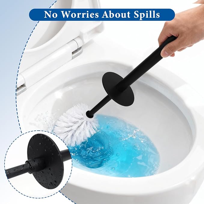 Topsky Toilet Brush, 2 Pack Compact Toilet Brush & Holder Set, Plastic Round - Image 5