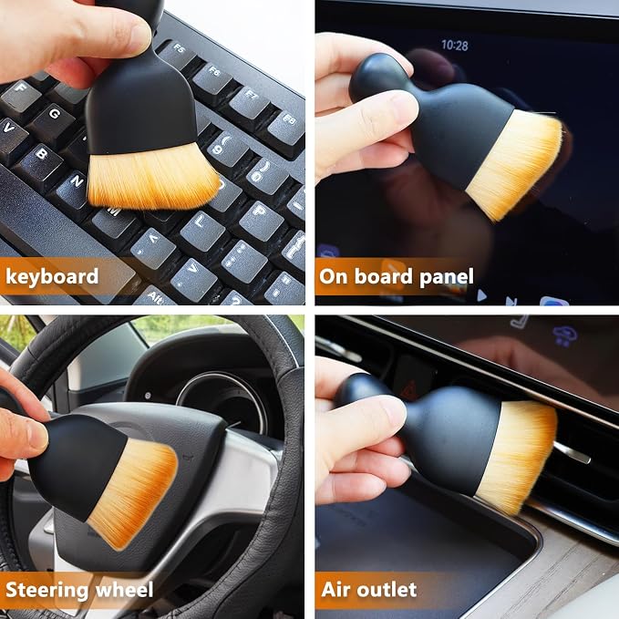 2 Pack Car Interior Detailing Soft Brush, Curved Design Dirt Dust Clean Brushes - Image 5