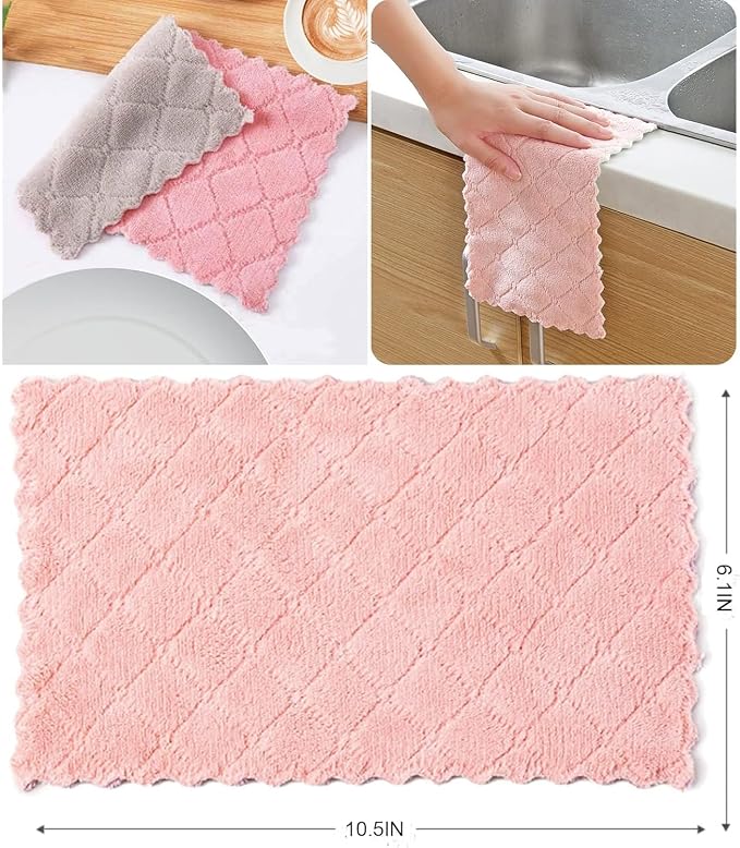 24 Pack Kitchen Cloth, Microfiber Dish Towels Washcloths, Super Absorbent Coral - Image 6