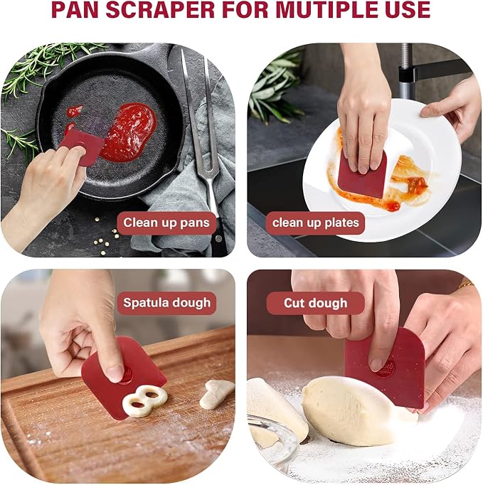Pan Scraper, Pan Scraper Plastic, Food Safe, High Heat Resistant-Red - Image 5
