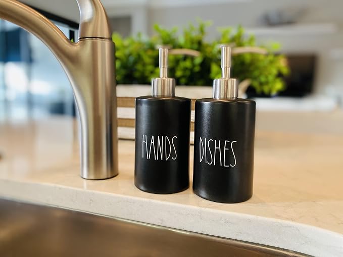 Modern Farmhouse Ceramic Dishes and Hands Soap Dispenser Set - Image 9