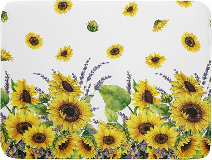 Sunflower Dish Drying Mat for Kitchen Counter 24x18 Inch Floral Lavender Drying by Unknown