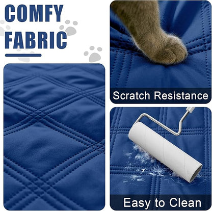 Smiry Waterproof Dog Bed Cover Blanket 40x80, Soft Reversible Pet Blanket, Washable Leakproof Cats Dogs Couch Cover for Sofa, Couch, Furniture, Lattice, Navy/Blue