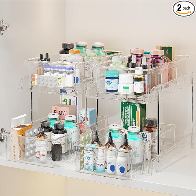 Under Sink Organizer, Bathroom Organizers and Storage, 2 Tier Multi-Use Pull by Sevenblue