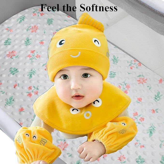 Dot Bassinet Sheet Set 2 Pack Stretch Fitted Bedside Sleeper Bassinet Sheets Sheets,Ultra Soft, for Baby Girls and Boys Pink, Floral