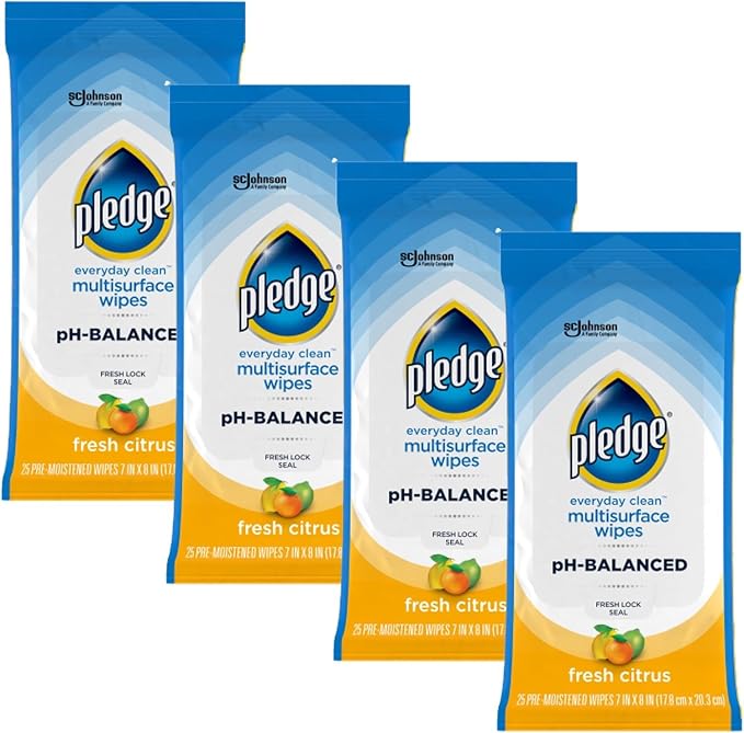 Pledge Multisurface Cleaning Wipes, pH Balanced, Fresh Citrus by Pledge