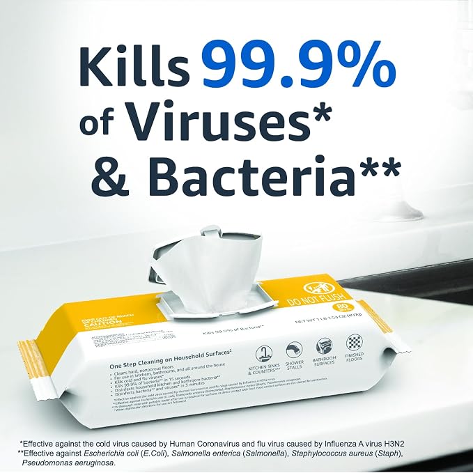 Amazon Basics Disinfecting Wipes, Lemon & Fresh Air Scent, - Image 3