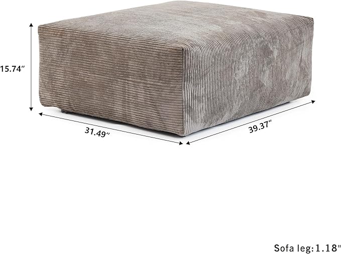 JACH 39.37" Oversized Ottoman Seater for Living Room, Deep Seat Extra Sofa Seater, Minimalist Chaise Ottoman, Modern Corduroy Ottomans for Living Room, Apartment, Light Brown ﻿