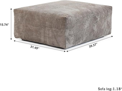 JACH 39.37" Oversized Ottoman Seater for Living Room, Deep Seat Extra Sofa Seater, Minimalist Chaise Ottoman, Modern Corduroy Ottomans for Living Room, Apartment, Light Brown ﻿