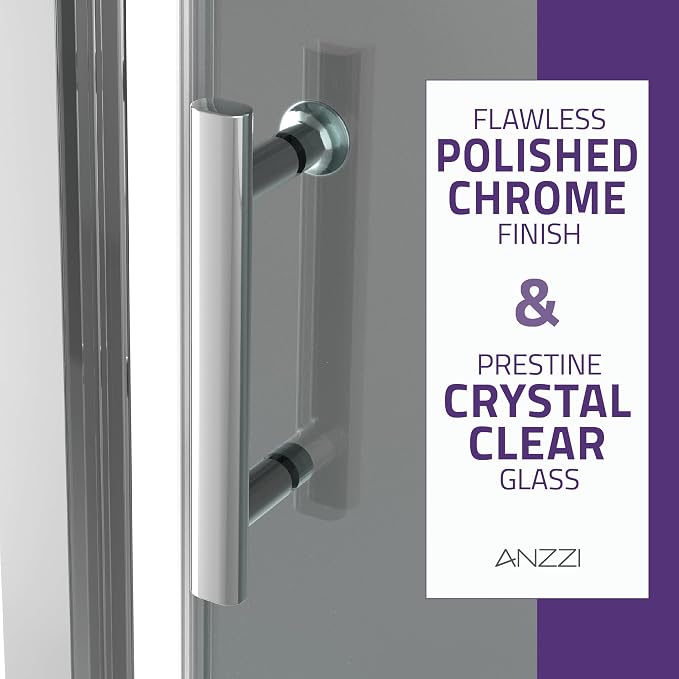 ANZZI 72 x 48 inch Framed Shower Door in Polished Chrome | Halberd Water - Image 8