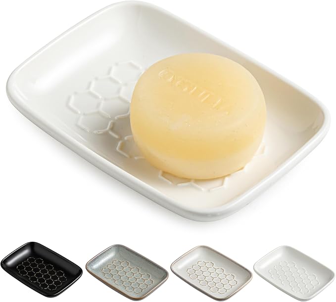 Gomakren Soap Dish for Shower, Bar Soap Holder, Ceramic Soap Dishes for Bar Soap by Gomakren