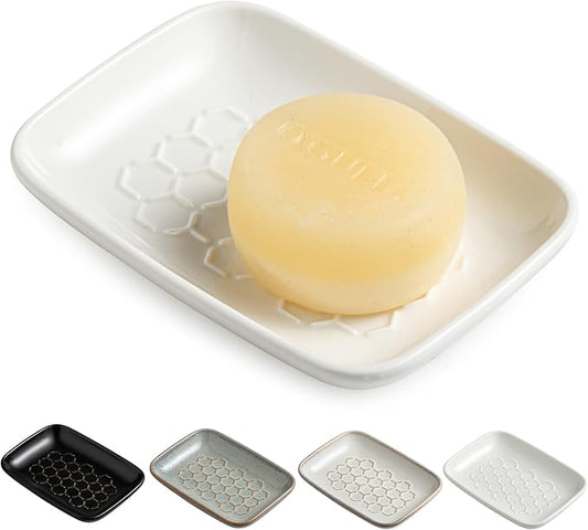 Gomakren Soap Dish for Shower, Bar Soap Holder, Ceramic Soap Dishes for Bar Soap by Gomakren