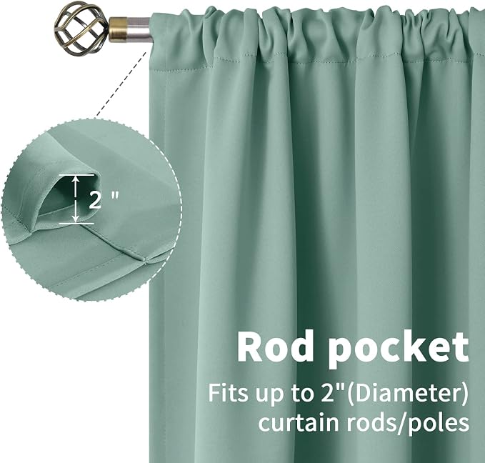 BGment Sage Green Curtains 54 Inch Length - Image 4