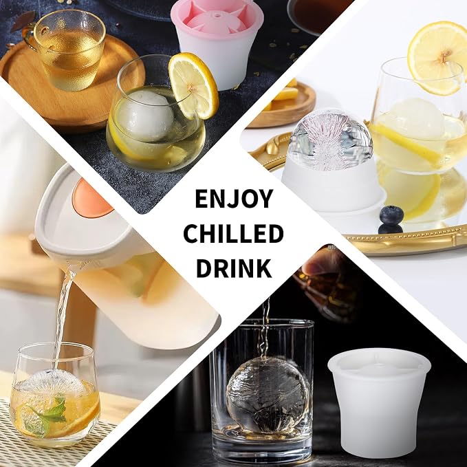 Round Ice Cube Molds 6 Pieces, Silicone Sphere Ice Mold Maker, Stackable Easy - Image 6
