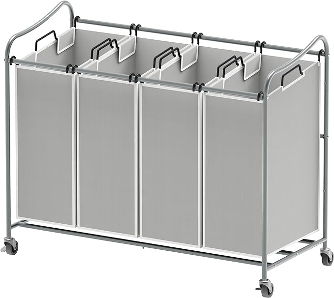 Simple Houseware 4-Bag Heavy Duty Laundry Sorter Rolling Cart by SimpleHouseware