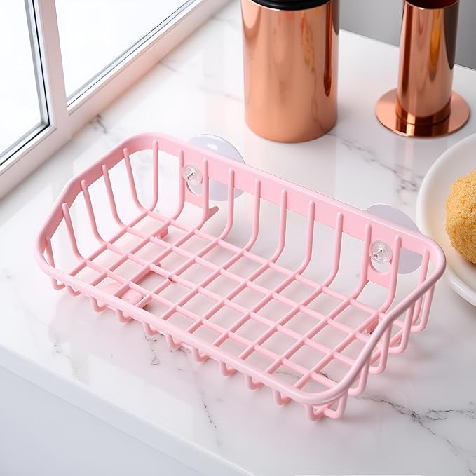 Pink Multifunctional Drain Rack, Hanging Storage Rack Drain Rack Sink Shelf - Image 6