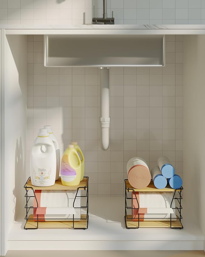 2 Pack Trash Bag Holder/Dispenser, Stackable Storage Laundry Kitchen Organizers - Image 6
