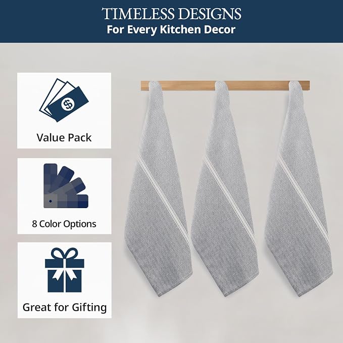 LANE LINEN Kitchen Towel Set, Dish Drying Towels, Absorbent & Machine Washable - Image 6