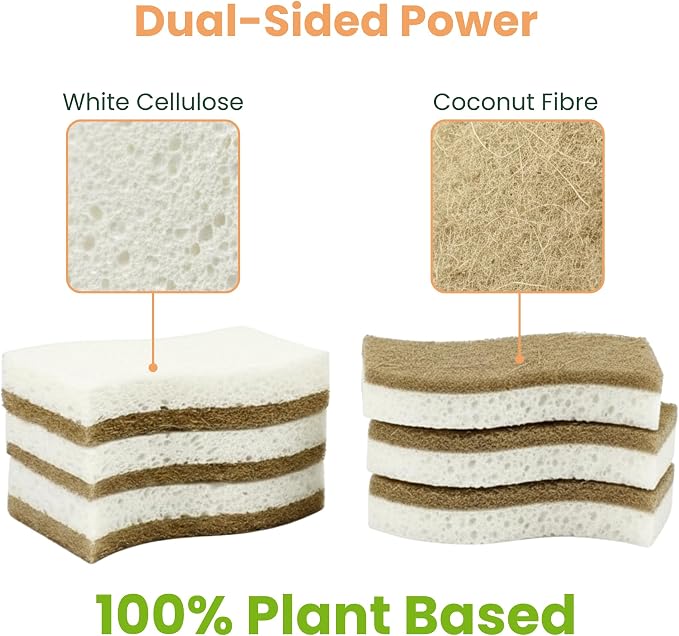12 Pack Non-Scratch & Odor-Free Eco Sponges – Natural Biodegradable Cellulose & - Image 4